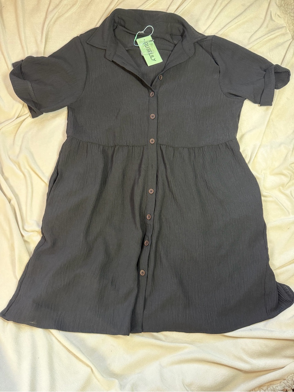 Auselily Black Tiered Mini Dress NWT